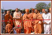 Opening of the relocated and newly constructed gaushala (cattle shed)