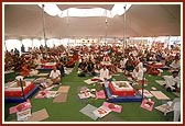 Devotees participate in the murti pratishtha yagna 