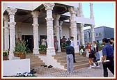 Devotees and well-wishers outside the Shri Swaminarayan Mandir