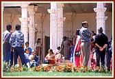 Devotees and well-wishers outside the Shri Swaminarayan Mandir