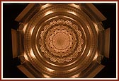 The ornately designed inside of mandir dome