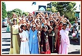 Young girls carrying the auspicious kalash