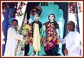 …a chariot float with the murtis of Shri Radha Krishna Dev