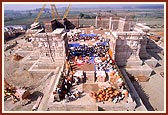 With Akshardham in the making, Swamishri performs the Vedic rituals for the Dwarshakh (entrance door)