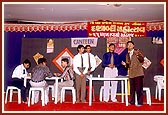 Students of Akshar Purushottam Chhatralay (A.P.C.) perform a drama on the occasion of its Decennial Celebrations