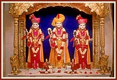 (L to R) Shri Gunatitanand Swami, Shri Sahajanand Swami and Shri Gopalanand Swami
