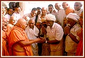 Shri Raghu Bharwad has brought his friends for Swamishri's darshan and blessings