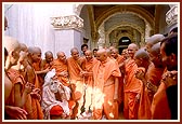 Swamishri responds happily to Suresh of Botad who is dressed as a sage