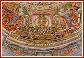 Beautiful murals on ceiling of mandir dome, Gondal