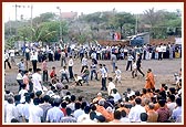 Swamishri watches the various games played by children on Sports Day