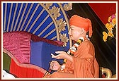 During the festival celebration Thakorji is offered grams, mug, jambu and pomegranate