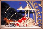 Shri Harikrishna Maharaj in a decorated chariot