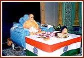 During his morning puja on Independence Day celebration