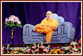Swamishri on stage after his morning puja