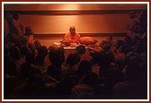 Swamishri gives details to sadhus about the terrorist attack in Akshardham