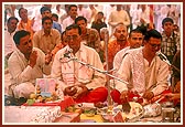 Brahmins recite the traditional Vedic verses during the yagna ceremony