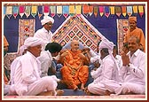 Swamishri with the principal devotees of Tajpur