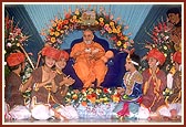 Swamishri with balaks after their impressive dance performance