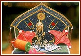 Shri Harikrishna Maharaj adorned for the Makarsankranti festival