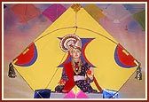Utsav murti Bhagwan Swaminarayan on stage during Joli festival