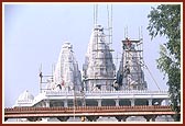 The final touches are being given to the newly built Shri Swaminarayan mandir made of marble