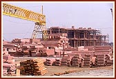 A section of the parikrama and the stones awaiting to be arranged