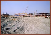 A view of the construction work at the Akshardham complex