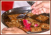 Swamishri performs the yagna rituals