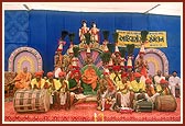 Swamishri with the tribal devotees after their performance