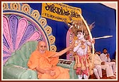 Swamishri blesses a tribal satsangi boy