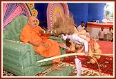 Swamishri blesses a tribal satsangi boy