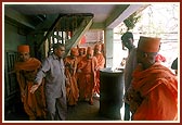Entering the house sanctified by Shastriji Maharaj
