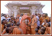 Swamishri in lighter moments with Pujya Ghanshyamcharan Swami