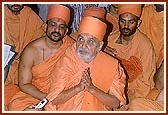 Swamishri engaged in darshan of the murtis in the mandir