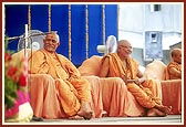  Pujya Doctor Swami and Pujya Kothari Swami are pleased at the fulfillment of Yogiji Maharaj's wish for the initiation of 700 sadhus