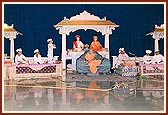Swamishri with children during their presentation