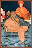 Swamishri listens attentively to the children