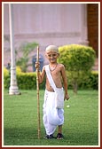 A balak dressed as Mahatma Gandhi for the Independence Day anniversary