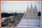 Evening satsang assembly on mandir ground