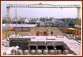 Swamishri on a mandir site observation tour