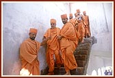 Descending the narrow staircase from the terrace