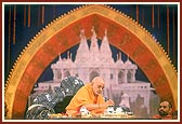 On the occasion of the foundation-stone laying ceremony of an additional complex in the mandir and a residential school, Swamishri performs pujan of kalashas to be placed in the foundation pit
