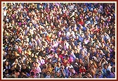 Sadhus and devotees during the morning puja
