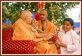 Under the auspices of the Golden Anniversary Celebration BAPS Children's Forum, children who were declared winners in recitation competitions were blessed with awards by Swamishri