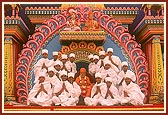 The 18 newly initiated parshads with Swamishri