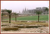 A view of BAPS Swaminarayan Mandir from the developing Akshardham garden