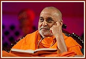Swamishri seated in the satsang assembly