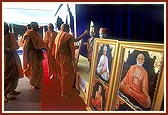 Performs the murti-pratishtha rituals of murtis for BAPS Swaminarayan Mandir for Mevasa village