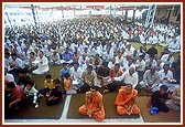 Devotees from all three villages during the murti-pratishtha rituals