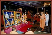 Swamishri performs the murti-pratishtha rituals of murtis of BAPS Shri Swaminarayan Mandirs (sanskardhams) for Memnagar and Odhav suburbs